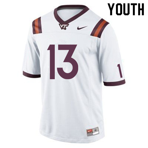 Youth #13 Zion Debose Virginia Tech Hokies College Football Jerseys Sale-White